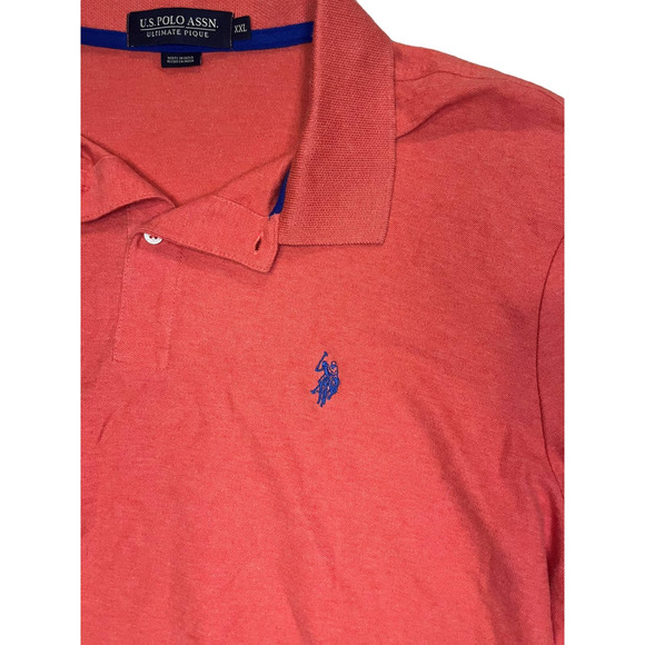 U.S. Polo Assn ULTIMATE PIQUE POLO SHIRT Logo Coral Men's Size XXL - Picture 4 of 6